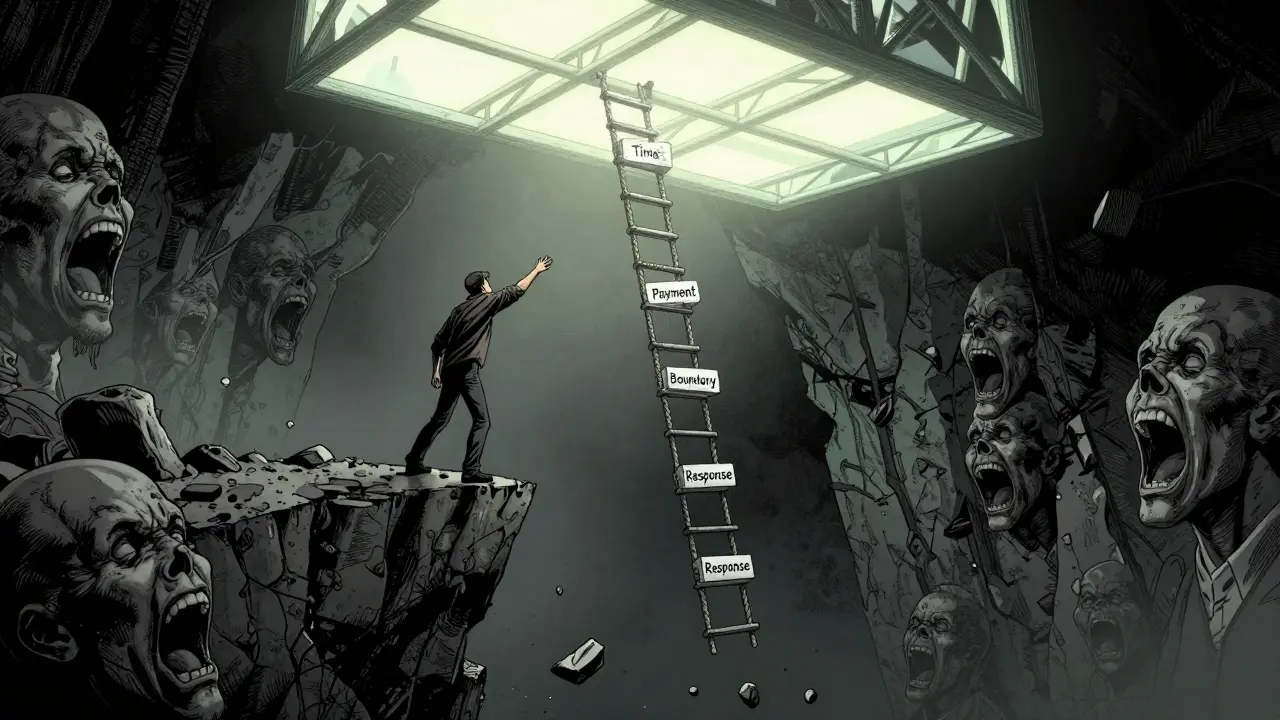 Pacient táhne za lano struktury, které ho vede z propasti chaosu k bezpečí.