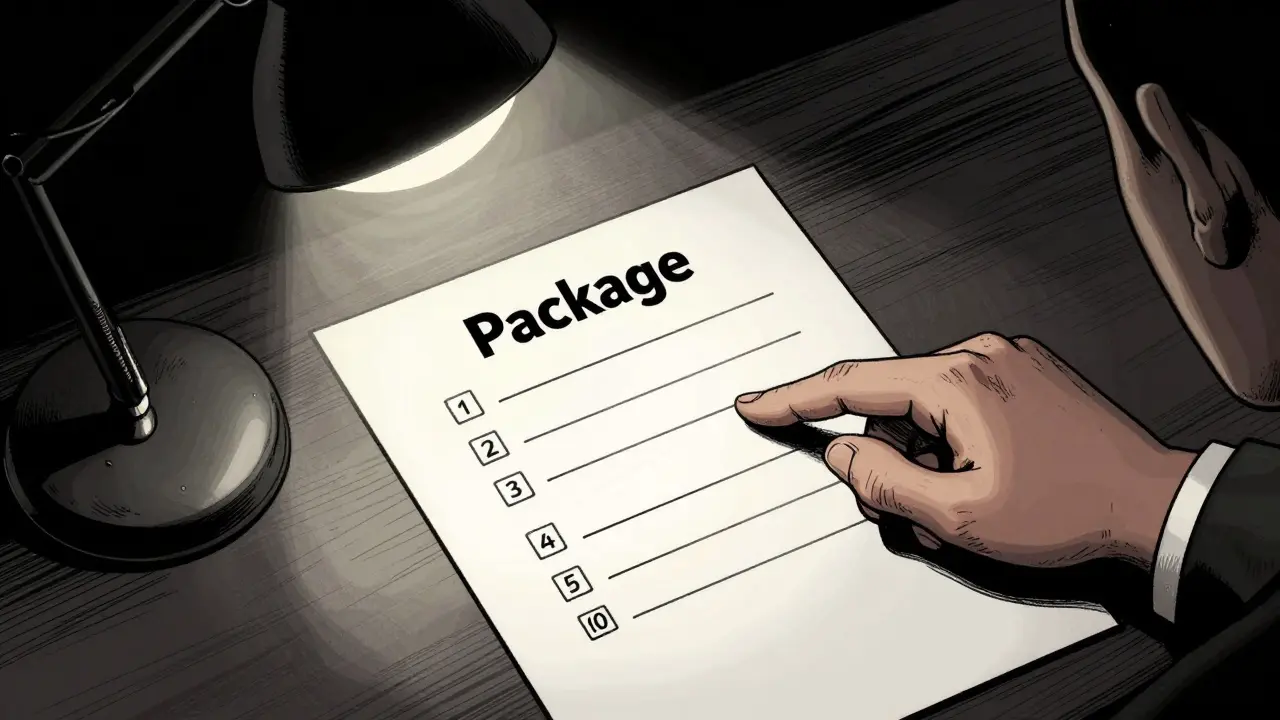 Detail ruky ukazující na seznam terapeutických sezení v kontrastním noir stylu.