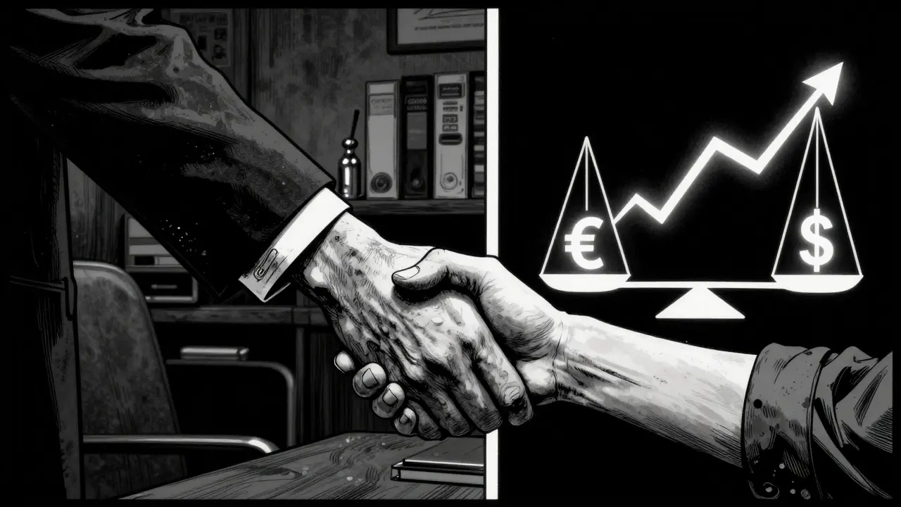 Kolaž znázornující domluvu o ceně terapie a symbol klouzavé škály v noir stylu.